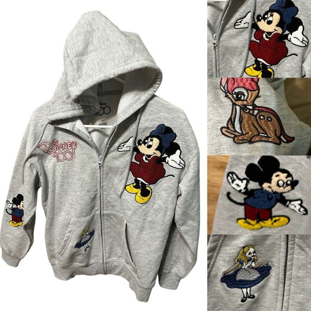 Disney Parks Women S  Full Zip Long Sleeve Sweatshirt Jacket Hoodie Embroidered